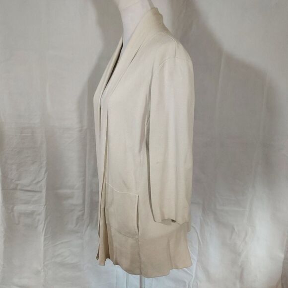 Eileen Fisher Silk Cotton Cardigan Sweater Size Medium Open Front 3/4 Sleeve - Picture 5 of 12